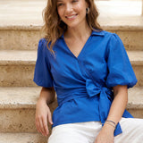 COASTAL CLUB BUBBLE SLEEVE SIDE TIE TOP