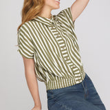 CLASSIC LOOK OLIVE STRIPE TOP