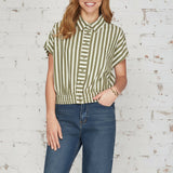 CLASSIC LOOK OLIVE STRIPE TOP