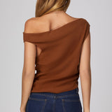MODERN LINES OFF THE SHOULDER KNIT SWEATER