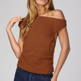 MODERN LINES OFF THE SHOULDER KNIT SWEATER