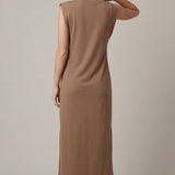 ALWAYS IN A HURRY BROWN MIDI DRESS
