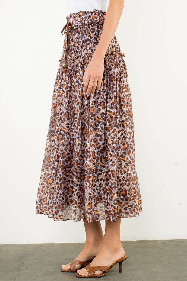 SMALL TOWN CUTIE LONG LEOPARD SKIRT