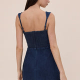 FLIRTY SMILE DENIM SQUARE NECK MINI DRESS