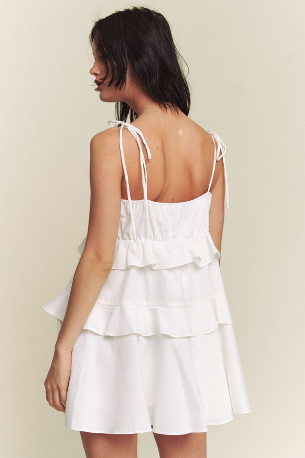 LONDON ESTATE WHITE TIE STRAP MINI DRESS