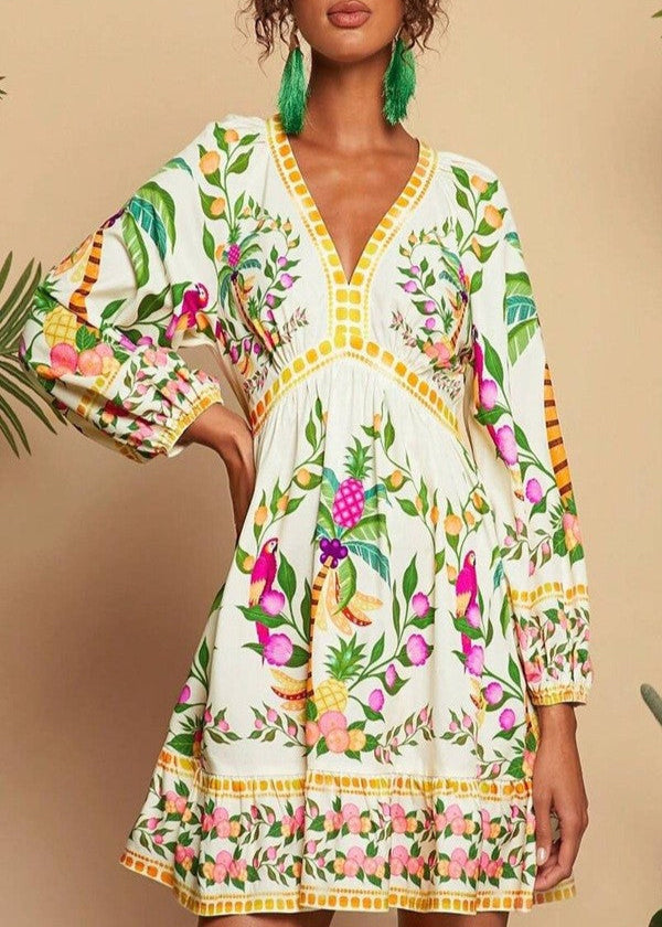 TROPICAL GETAWAY LONG SLEEVE DRESS