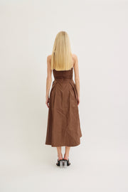 MY DEBUT RICH BROWN HALTER MIDI DRESS