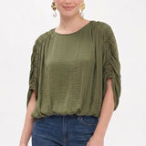 FOREVER FALLING BAT SLEEVE BLOUSE - RUST OR OLIVE