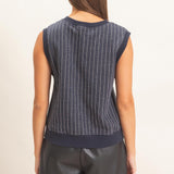 MOUNTAIN BREEZE NAVY PINSTRIPE VEST