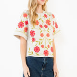 ONLINE EXCLUSIVE:  SASSY AND SWEET FLORAL EMBROIDERY BLOUSE