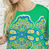 PATIO BRUNCH MIX MEDALLION PRINT BLOUSE