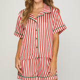 CANDY CANE DREAMS STRIPED PAJAMA SET