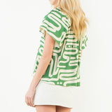 SPRING ENERGY KELLY GREEN PATTERN BLOUSE