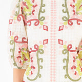 BLOOM AND BLISS FLORAL EMBROIDERED TEXTURED TOP