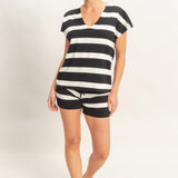 SIMPLE AND SWEET STRIPE SHORT SET - BLACK OR BLUE