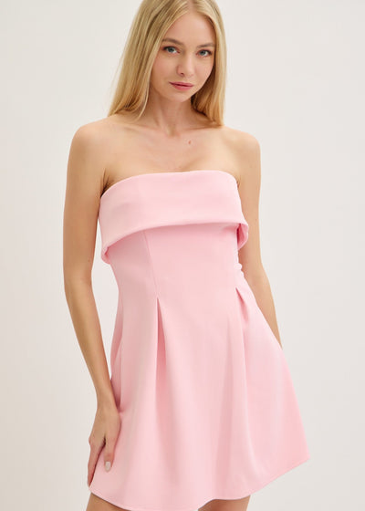 FLIRTY FIRST DATE STRAPLESS MINI DRESS - PINK OR WHITE