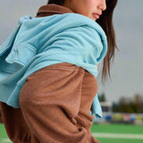 LET'S GET COZY DRAWSTRING CROP HOODIE - CHESTNUT OR SKY BLUE