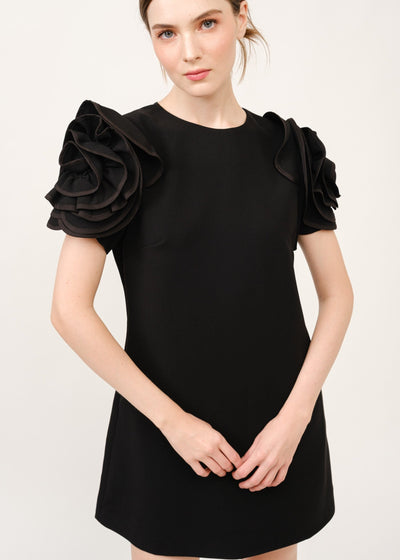 MIDNIGHT DREAMS 3D BLACK FLOWER DRESS