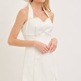 THE SWEETEST THING WHITE STITCH DETAIL DRESS