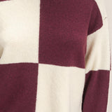 STYLE CHECK BURGUNDY LONG SLEEVE SWEATER