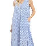 SKIES ARE BLUE STRIPED SLEEVELESS MIDI DRESS