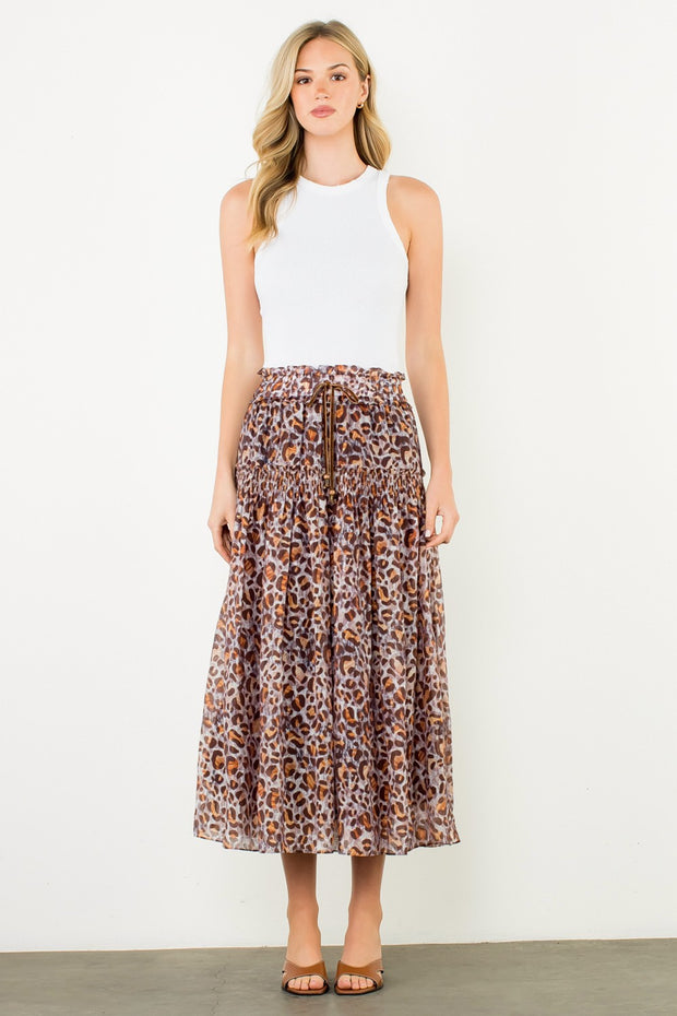 SMALL TOWN CUTIE LONG LEOPARD SKIRT