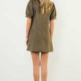 SWEET EMBRACE OLIVE FAUX SUEDE DRESS