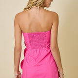 PETAL PARTY STRAPLESS MINI DRESS WITH SCALLOPS