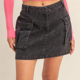 FEEL THE RUSH CARGO MINI SKIRT - CREAM OR BLACK