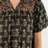 CIDER AND SUNSETS PUFF SLEEVE FLORAL PRINT BLOUSE