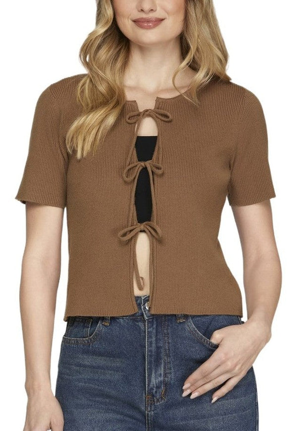IT'S IN THE DETAILS TIE FRONT SWEATER
