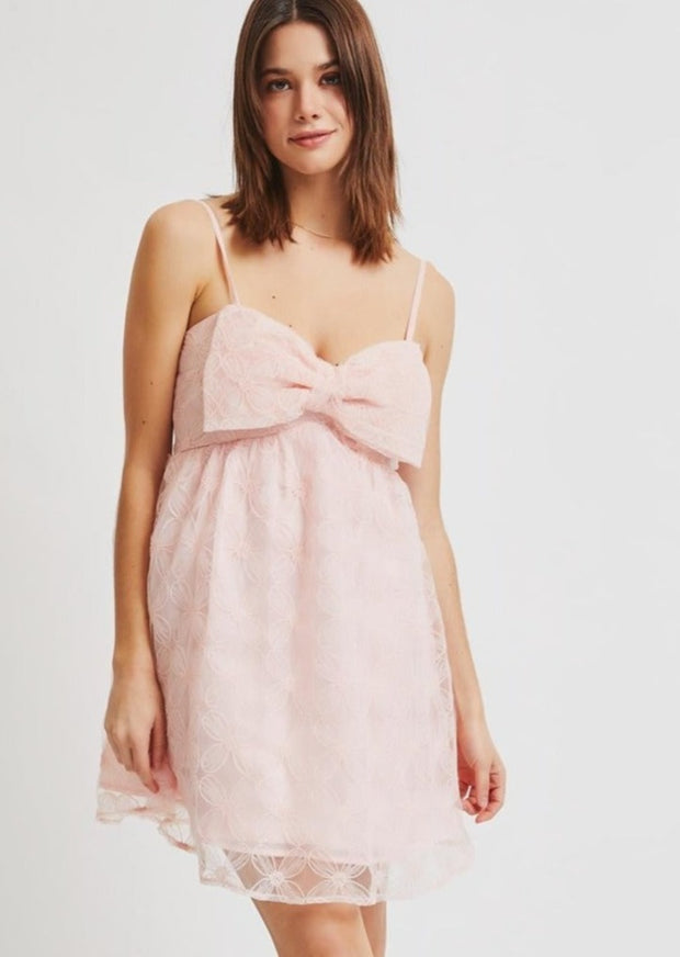 IN THE DETAILS BLUSH PINK BOW MINI DRESS