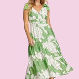 LOVE AT FIRST BLOOM PRINT MIDI DRESS