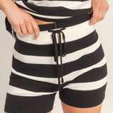 SIMPLE AND SWEET STRIPE SHORT SET - BLACK OR BLUE