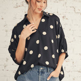 SWEET SPOT POLKA DOT SATIN BLOUSE
