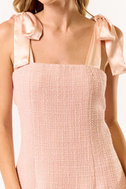 TIMELESS CLASSIC BLUSH MINI DRESS WITH PETAL TRIM