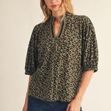TAKE A CHANCE ANIMAL PRINT BLOUSE