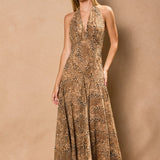 WILD AT HEART ANIMAL PRINT HALTER MAXI
