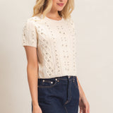 GLISTENING SMILE RHINESTON EMBELISHED SWEATER