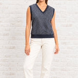 MOUNTAIN BREEZE NAVY PINSTRIPE VEST