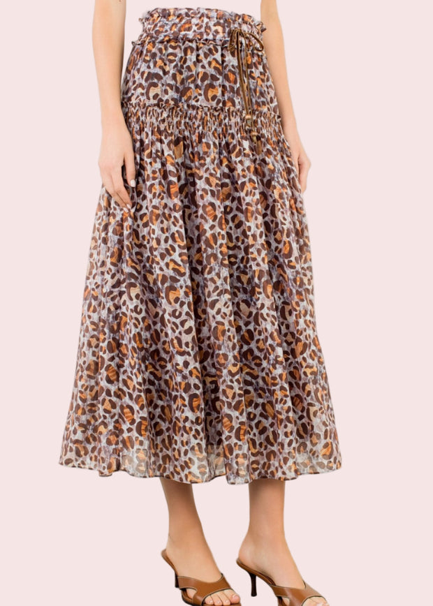 SMALL TOWN CUTIE LONG LEOPARD SKIRT