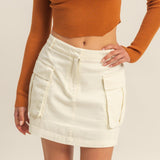 FEEL THE RUSH CARGO MINI SKIRT - CREAM OR BLACK
