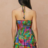 RESORT READY BOTANICAL RUFFLE HALTER DRESS