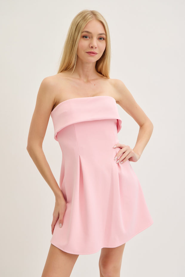FLIRTY FIRST DATE STRAPLESS MINI DRESS - PINK OR WHITE