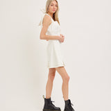 THE SWEETEST THING WHITE STITCH DETAIL DRESS