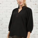 SIMPLY PERFECT BLACK TEXTURED BLOUSE