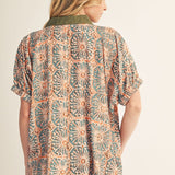 WELL READ OLIVE GREEN BOHO TOP