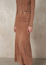 ALL IN A DAY MINERAL WASHED MAXI SKIRT - COFFEE