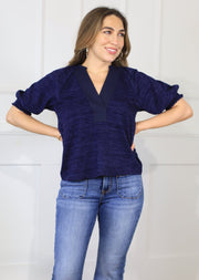 ADORABLE PERCEPTION SMOCKED SLEEVE TOP