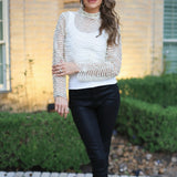 ONLINE EXCLUSIVE:  COCKTAIL HOUR PEARL EMBELLISHED TOP - BLACK OR IVORY